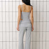Straight pants with a decorative belt in Grey