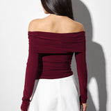 Top with a knot and long sleeves in Burgundy