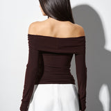 Top with a knot and long sleeves in Chocolate