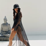 Long mesh cape in Black