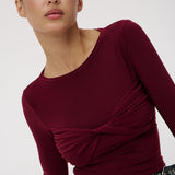 Top with a draped detail in Burgundy