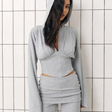 Hooded corset top in Grey