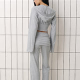 Hooded corset top in Grey