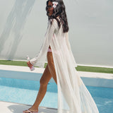 Long mesh cape in Milk