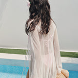 Long mesh cape in Milk