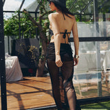 Transparent maxi mesh skirt in Black