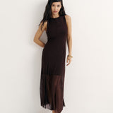 Комбінована сукня міді шоколадний