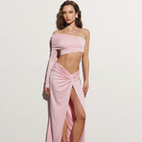 Knot-detail skirt in Powder pink