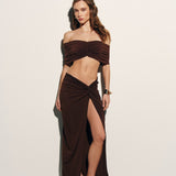 Knot-detail skirt in Chocolate