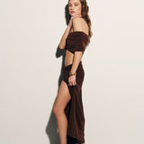 Knot-detail skirt in Chocolate