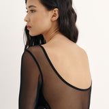 Напівпрозоре боді з декольте чорний