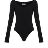 V-neck bodysuit in Black