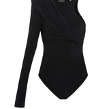 Asymmetric draped body in Black