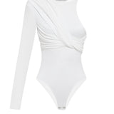 Asymmetric draped body in White