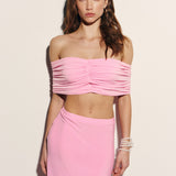 Off-the-shoulder crop top in Pink