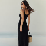 Maxi dress with straps in Black