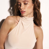 Halter bodysuit with an open back in Cream