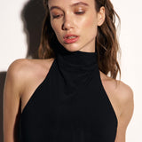 Halter bodysuit with an open back in Black