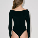 V-neck bodysuit in Black