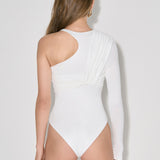 Asymmetric draped body in White