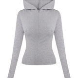 Longsleeve with a zipper and hood in Grey