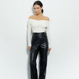 Bodysuit with a wrap front and gathers in Milk