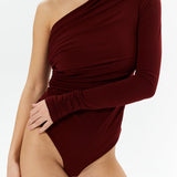 One-shoulder bodysuit in Burgundy