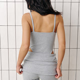 Bodysuit with a V-neckline and thin straps in Grey