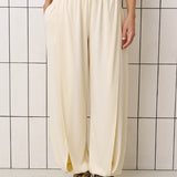 Balloon pants with side slits in Butter Yellow