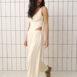 Balloon pants with side slits in Butter Yellow