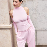 Mock neck top in Powder pink