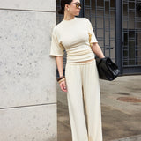 Gathered waist top in Butter yellow