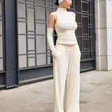Mock neck top in Butter yellow