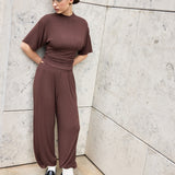 Gathered waist top in Chocolate