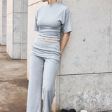 Gathered waist top in Grey