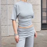 Gathered waist top in Grey