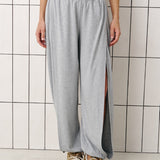 Balloon pants with side slits in Grey