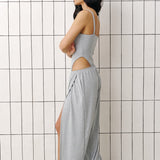 Balloon pants with side slits in Grey