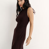 Combined midi dress in Chocolate