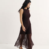 Combined midi dress in Chocolate