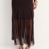 Combined midi dress in Chocolate