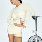 Top with a draped detail in Butter Yellow