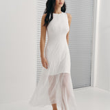 Combined midi dress in Milk