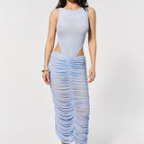 Draped midi skirt in Light blue