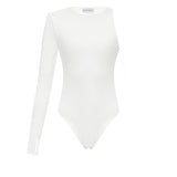 Asymmetric one-shoulder bodysuit in White