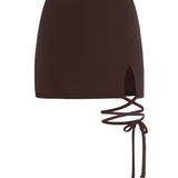 Skort with a slit in Chocolate