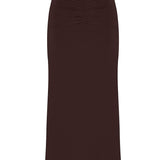 Maxi skirt with a gather in Chocolate