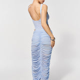 Draped midi skirt in Light blue
