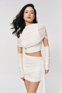 Top with draped shoulders in Milk, photo 1