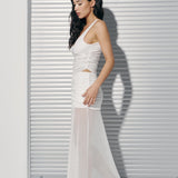 Mesh maxi skirt in Milk